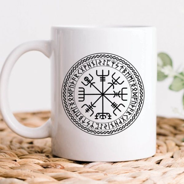 Viking Pusula Kupa Kahve Kupa, İskandinav Mitolojisinde Vegvisir Hediyesi, İngilizce kupa