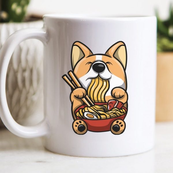 Corgi Ramen Erişte Kahve Kupa, İngilizce Kawaii Evcil Köpek Sahibine Kupa Bardak