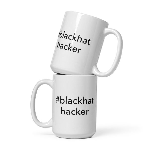 Etiket Hashtag blackhat hacker - Beyaz parlak kupa - İngilizce Kahve Kupa