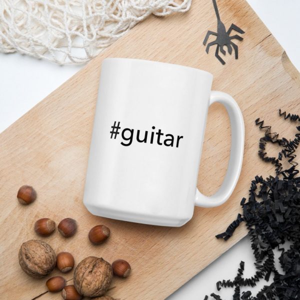 Etiket Hashtag gitar - Beyaz parlak kupa - İngilizce Kahve Kupa