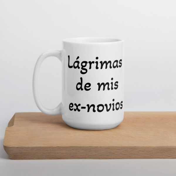 Lágrimas de mis ex-novios - Beyaz parlak kupa - İngilizce Kahve Kupa